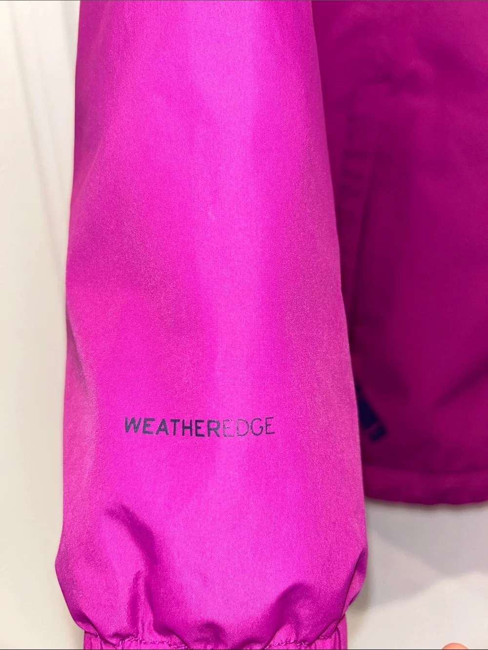 Eddie Bauer Girl’s FirstAscent Fuchsia Hooded Rain Jacket, Size Large (14-16)